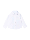 Emporio Armani Logo Stretch-cotton Shirt In Bianco