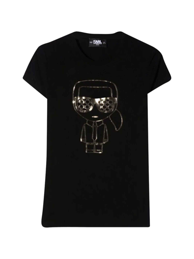 Karl Lagerfeld Kids' Unisex Black T-shirt In Nero