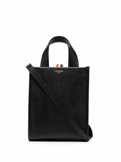 Thom Browne Smaller Square Tote Bag In Black