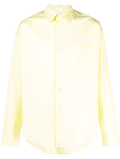 Ami Alexandre Mattiussi Logo-patch Cotton Shirt In Yellow