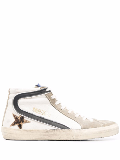 Golden Goose Slide High Top Sneakers In Weiss