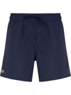 Lacoste Logo-patch Drawstring Swim Shorts In Schwarz
