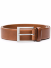 Hugo Boss Italian-leather Belt With Silver-toned Buckle In Brown