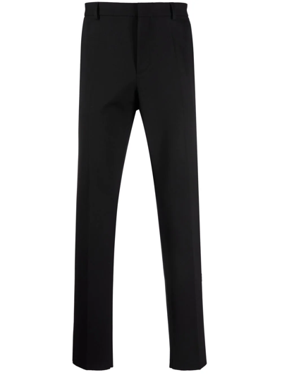 Valentino Mens Navy Regular-fit Slim-leg Stretch-wool Trousers 32 In Black