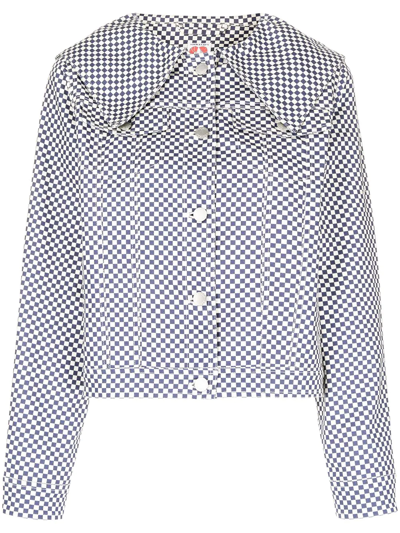 Shrimps Adira Checkerboard Denim Jacket In Blue