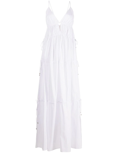 Jonathan Simkhai April Tiered Gathered Maxi Dress In White