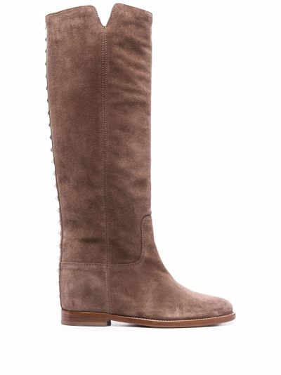 Via Roma 15 Knee-length Slip-on Boots In Taupe