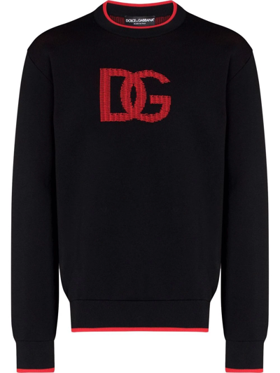 Dolce & Gabbana Logo Tech Blend Knit Sweater In Black