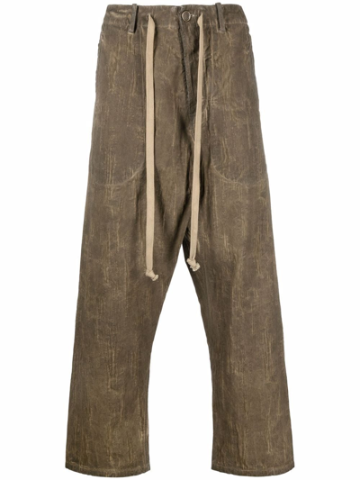 Uma Wang Drawstring Drop-crotch Cotton Pants In Braun