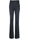 Saint Laurent Dark Blue High-waisted Bootcut Jeans In Blue
