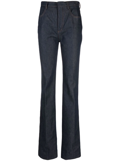 Saint Laurent Dark Blue High-waisted Bootcut Jeans