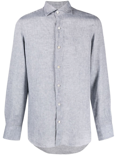 Finamore 1925 Napoli Long-sleeve Linen Shirt In Grau