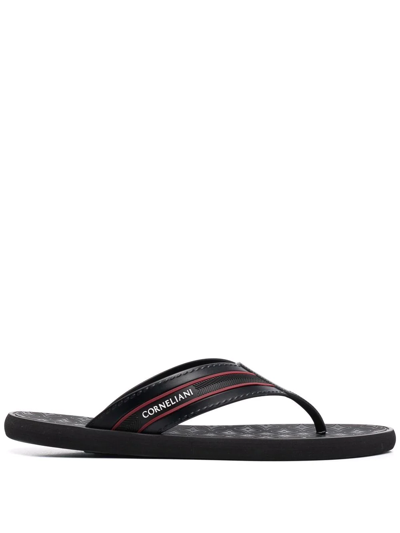 Corneliani Logo-print Thong Sandals In Schwarz