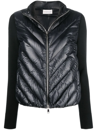 Moncler Panelled Puffer Jacket In Schwarz