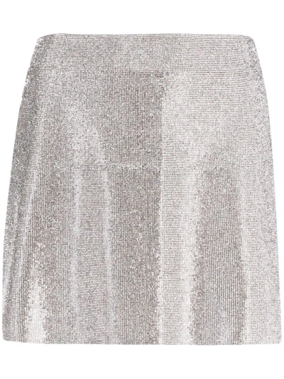 Nué Camille Embellished Silk Mini Skirt In Silver