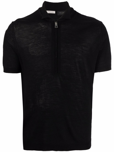 Low Brand Half-zip Polo Shirt In Schwarz