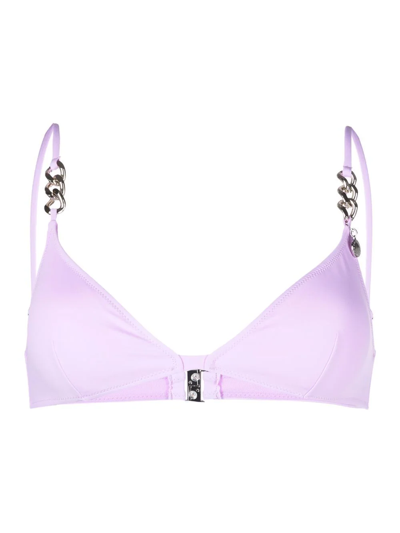 Stella Mccartney Falabella Chain Triangle Bikini Top - Recycled Nylon In Orchid