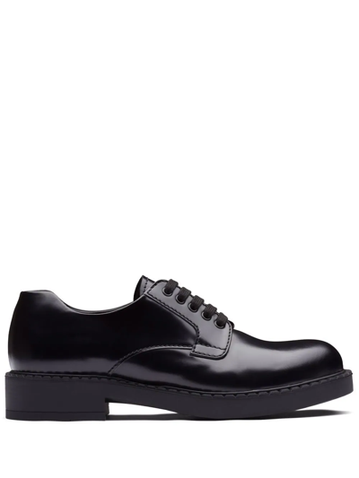 Prada Brushed Leather Derby Shoes In <p>