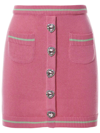 Chiara Ferragni Mini Skirt In Cotton With Ribbed Inserts In Pink