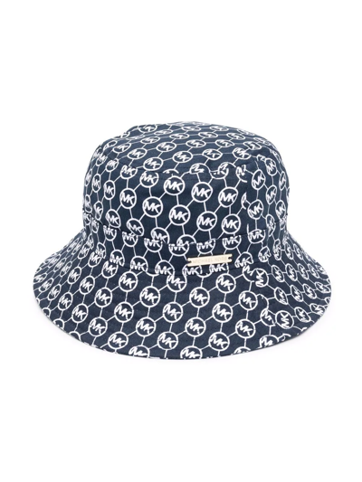 Michael Kors Kids' All-over Monogram-print Hat In Blue