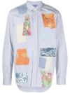 Junya Watanabe Striped Patchwork Long-sleeve Shirt In Blue