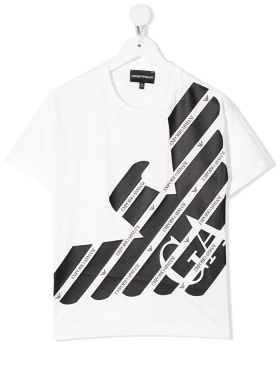 Emporio Armani Kids' Logo-print Short-sleeved T-shirt In White