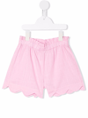 Siola Scalloped Cotton Shorts In Pink