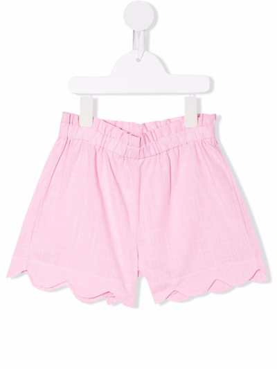 Siola Kids' Scalloped Cotton Shorts In Rosa