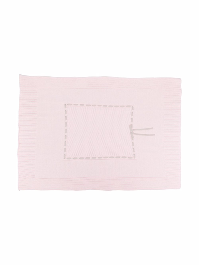 Siola Stitch-detail Cotton Blanket In Pink
