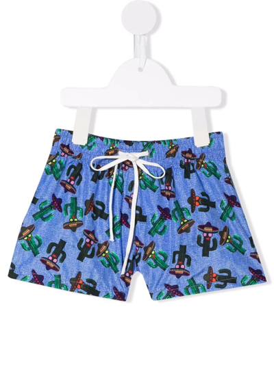 Siola Kids' Festive-print Swim Shorts In Blue