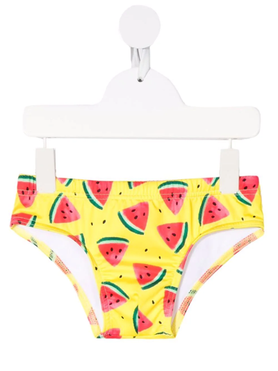 Siola Kids' Watermelon-print Swim Trunks In Giallo