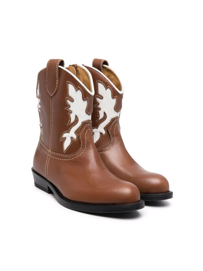 Gallucci Teen Western-panel Cowboy Boots In Marrone