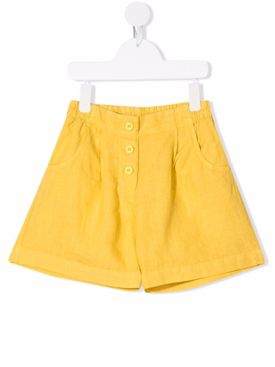 Il Gufo Kids' Elasticated-waist Buttoned-up Shorts In Yellow