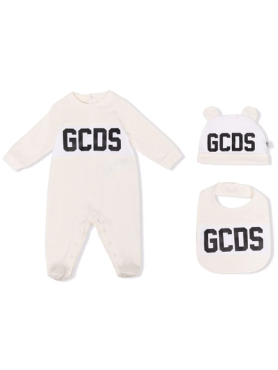 Gcds Logo-print Baby Grow Set In White