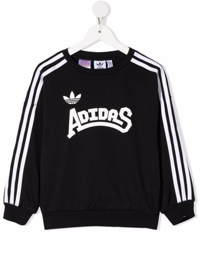 Adidas Originals Kids' Logo-print Striped Sweatshirt In Black