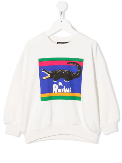 Mini Rodini White Sweatshirt For Kids With Crocodile