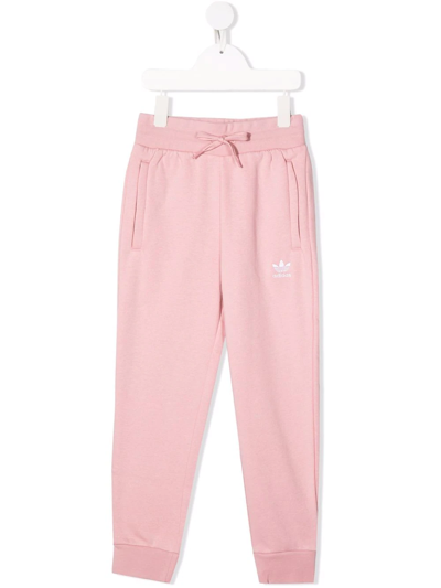 Adidas Originals Kids' Embroidered-logo Track Trousers In Pink