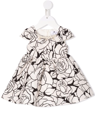Elisabetta Franchi La Mia Bambina Babies' Floral Charm Dress In White