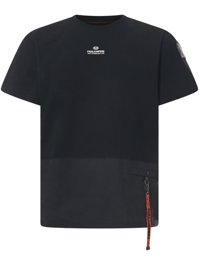 Parajumpers Contrast-panel Crewneck T-shirt In Black