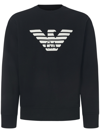 Emporio Armani Cotton Blend Crewneck Sweatshirt In Black