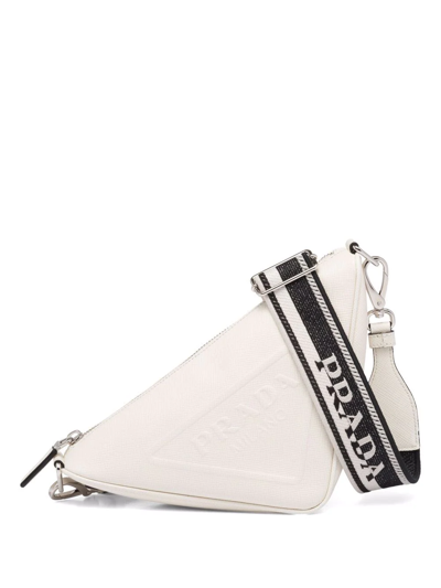 Prada Saffiano Leather Triangle Bag In White