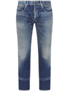 Saint Laurent Cotton Jeans With Back Logo Patch In Blue