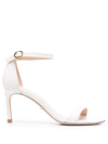 Stuart Weitzman Nunakedstraight 100mm Round-toe Sandals In White