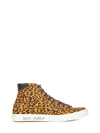 Saint Laurent Malibu Leopard Print High-top Sneakers In Brown