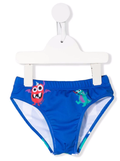 Off-white Kids' Monster-print Swim Trunks In Blue