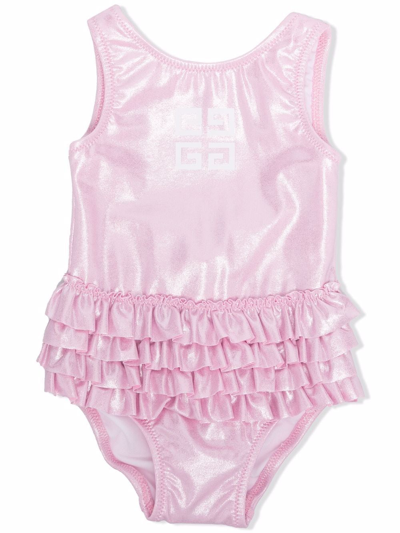 Givenchy Baby's & Little Girl's Metallic Logo One-piece Swimsuit In Pink