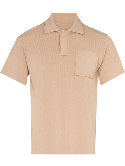 Jacquemus Baunhila Ribbed Cotton Polo Shirt In Neutrals