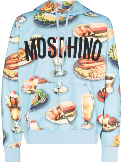 Moschino Diner Group-print Hoodie In Blue