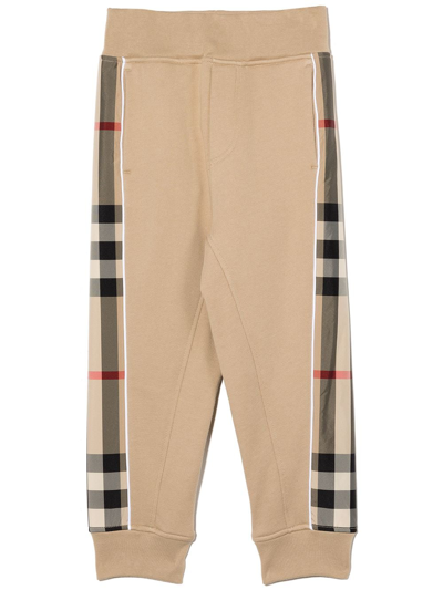 Burberry Kids' Vintage Check Panel Track Trousers In Neutrals