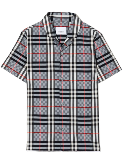 Burberry Kids' Chequerboard-print Short-sleeved Shirt In Multi